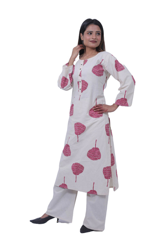 Elegant Floral Cotton Kurti